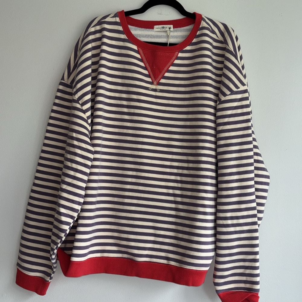 Natural Life Red Oversized Crewneck Sweatshirt